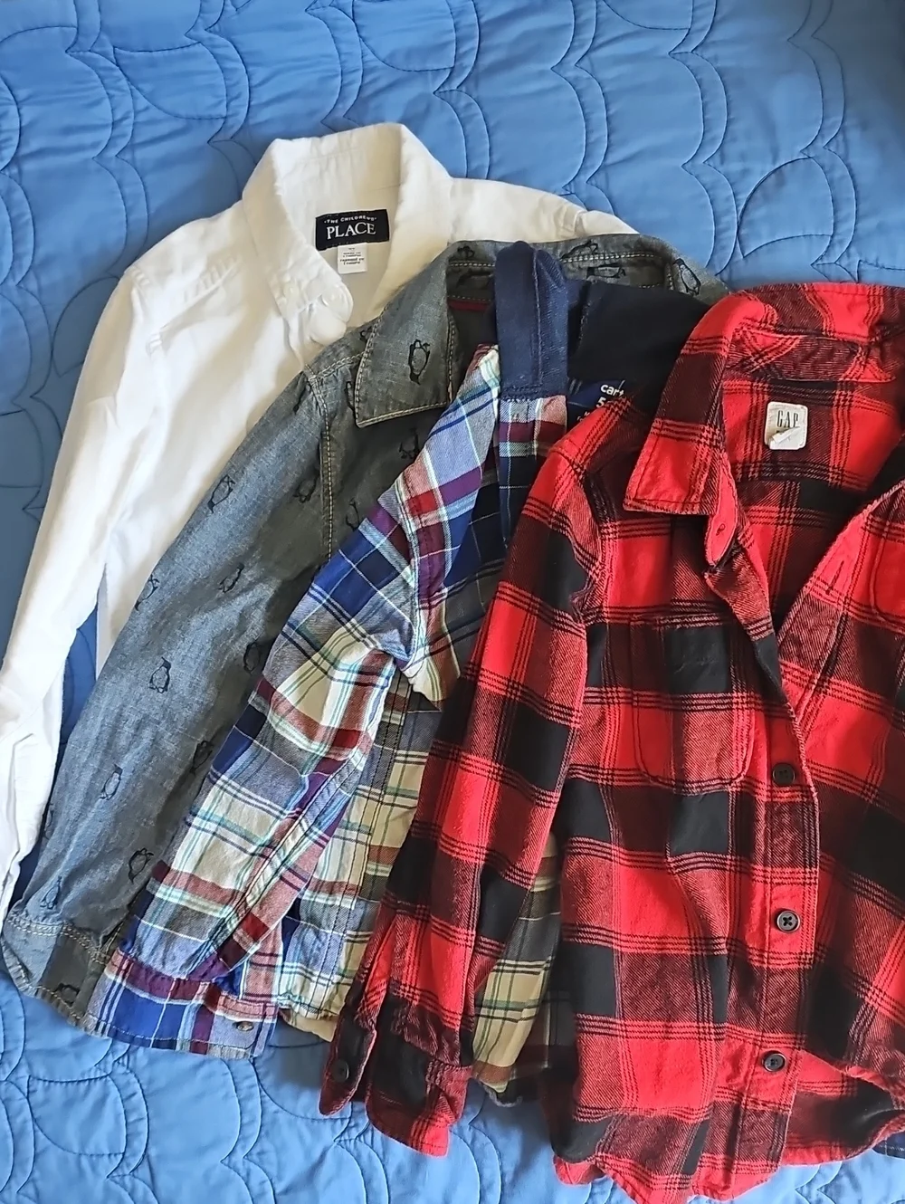 Set Of 4 Button Down Long Sleeve Shirts, Size 5T.
